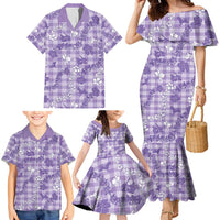 Poni Aloha Hawaii Family Matching Mermaid Dress and Hawaiian Shirt Plumeria Lei With Palaka Motif LT14 - Polynesian Pride
