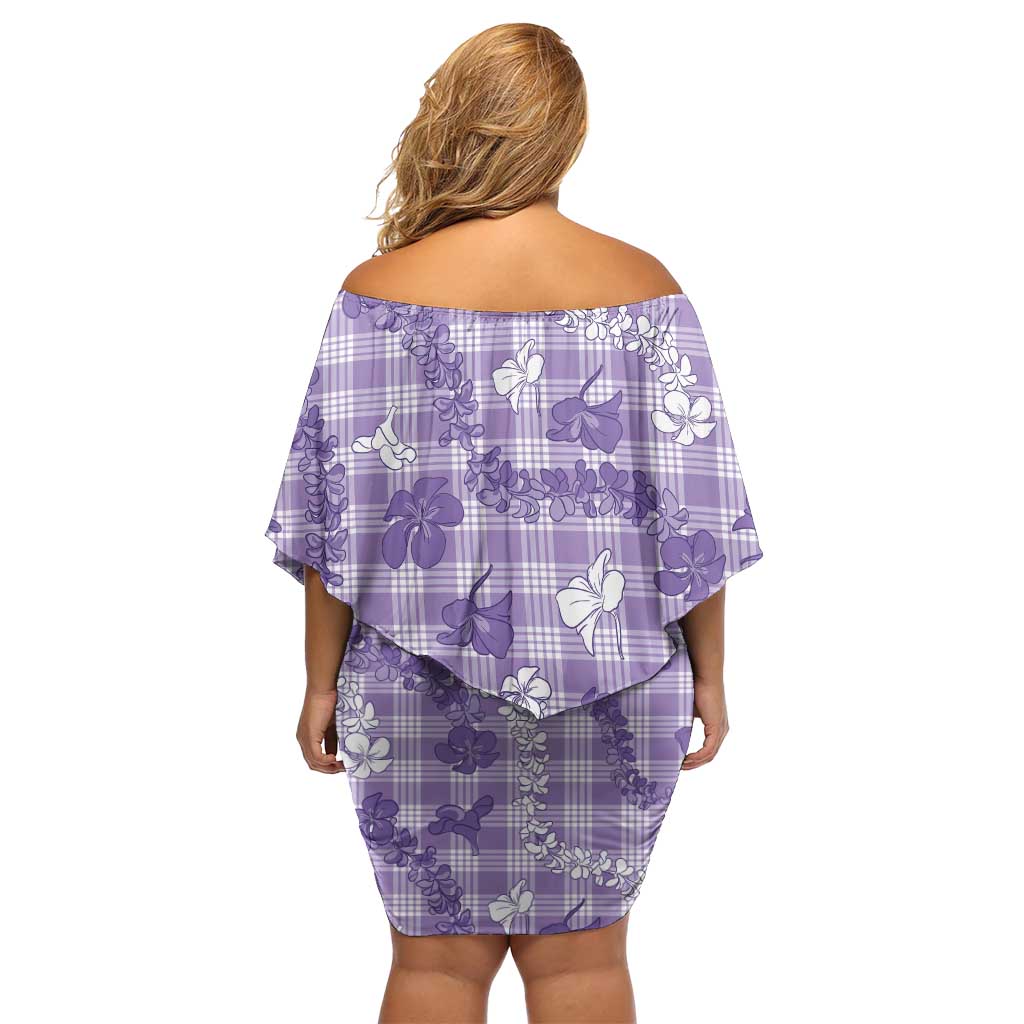 Poni Aloha Hawaii Family Matching Off Shoulder Short Dress and Hawaiian Shirt Plumeria Lei With Palaka Motif LT14 - Polynesian Pride