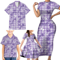Poni Aloha Hawaii Family Matching Short Sleeve Bodycon Dress and Hawaiian Shirt Plumeria Lei With Palaka Motif LT14 - Polynesian Pride