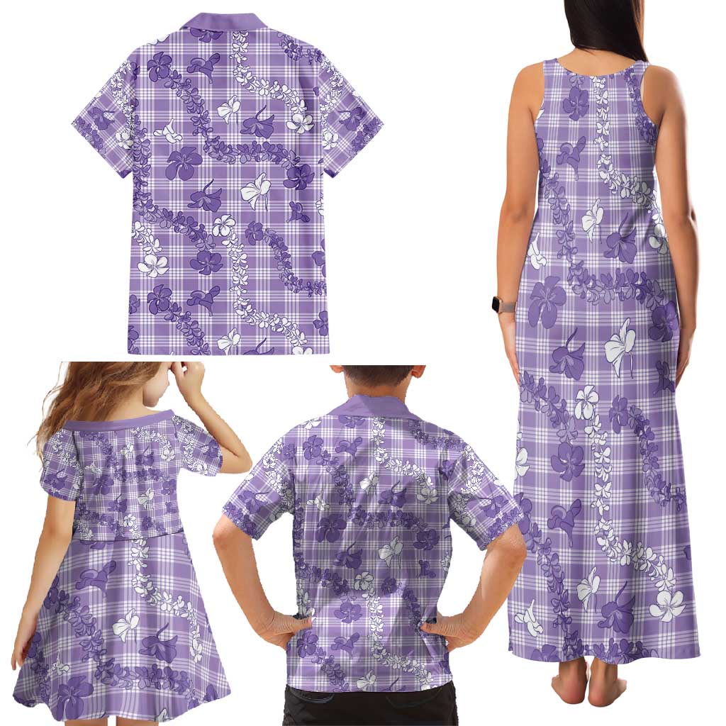 Poni Aloha Hawaii Family Matching Tank Maxi Dress and Hawaiian Shirt Plumeria Lei With Palaka Motif LT14 - Polynesian Pride