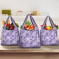Poni Aloha Hawaii Grocery Bag Plumeria Lei With Palaka Motif - Polynesian Pride