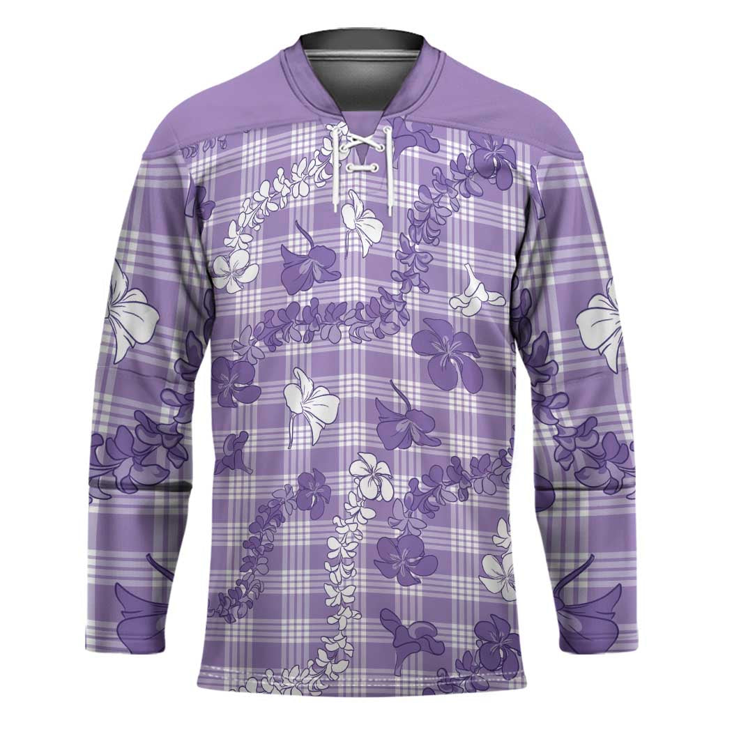 Poni Aloha Hawaii Hockey Jersey Plumeria Lei With Palaka Motif - Polynesian Pride