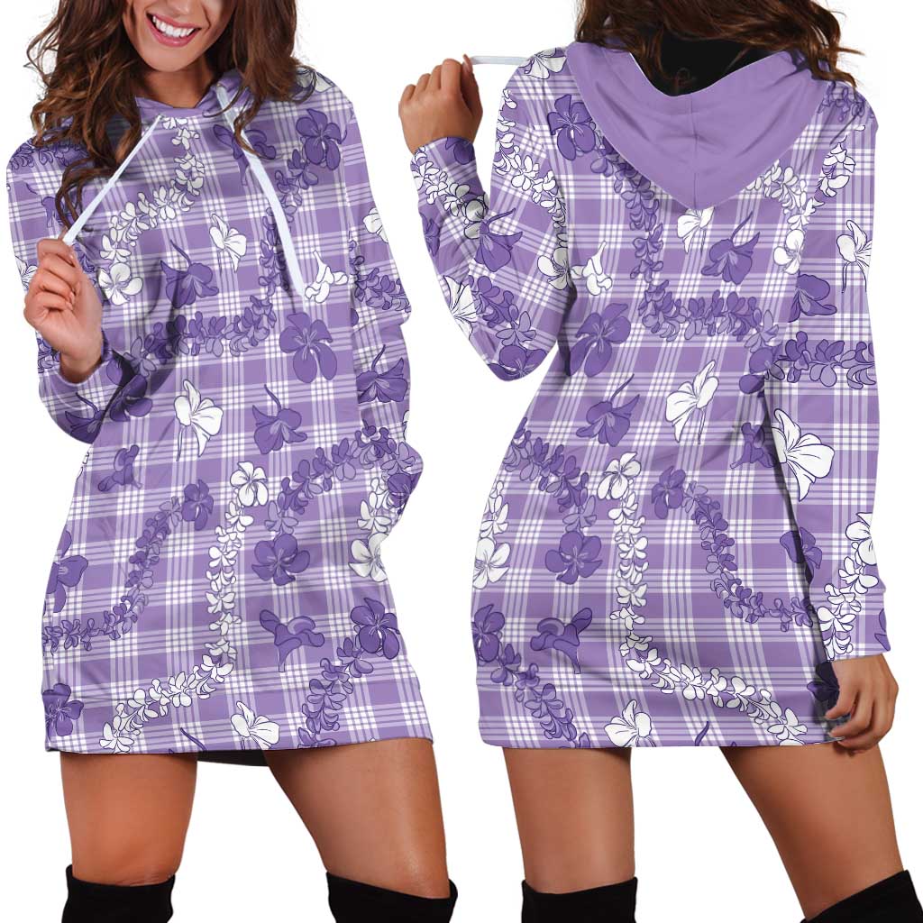 Poni Aloha Hawaii Hoodie Dress Plumeria Lei With Palaka Motif LT14 - Polynesian Pride