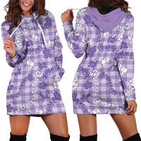 Poni Aloha Hawaii Hoodie Dress Plumeria Lei With Palaka Motif LT14 - Polynesian Pride