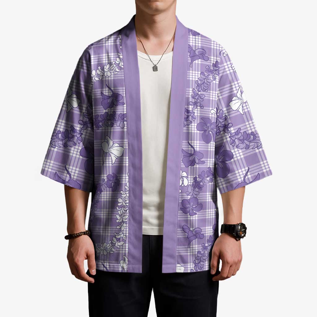 Poni Aloha Hawaii Kimono Plumeria Lei With Palaka Motif - Polynesian Pride