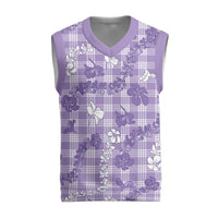 Poni Aloha Hawaii Christmas Knitted V-Neck Vest Plumeria Lei With Palaka Motif LT14 Purple - Polynesian Pride