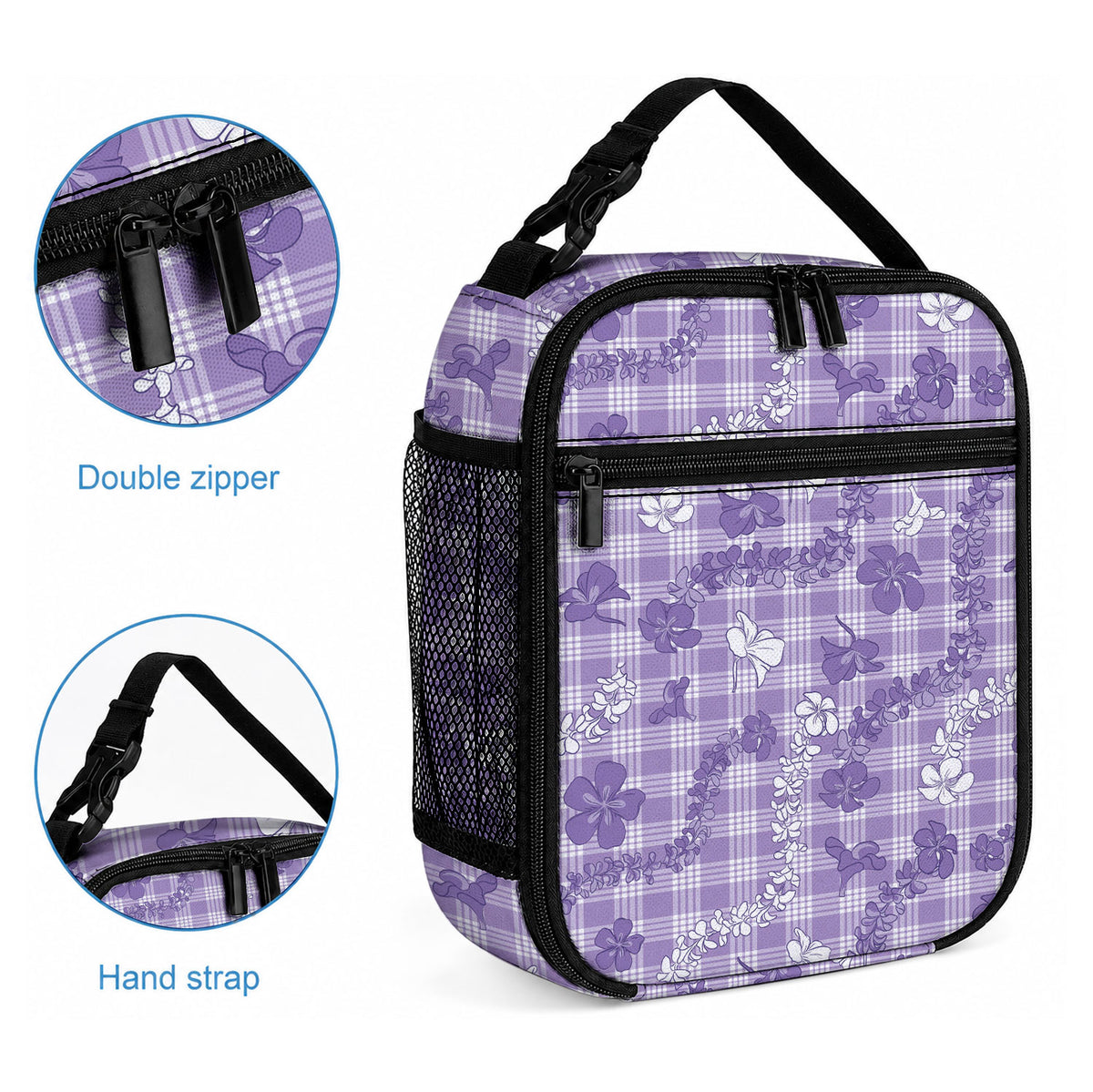 Poni Aloha Hawaii Lunch Bag Plumeria Lei With Palaka Motif