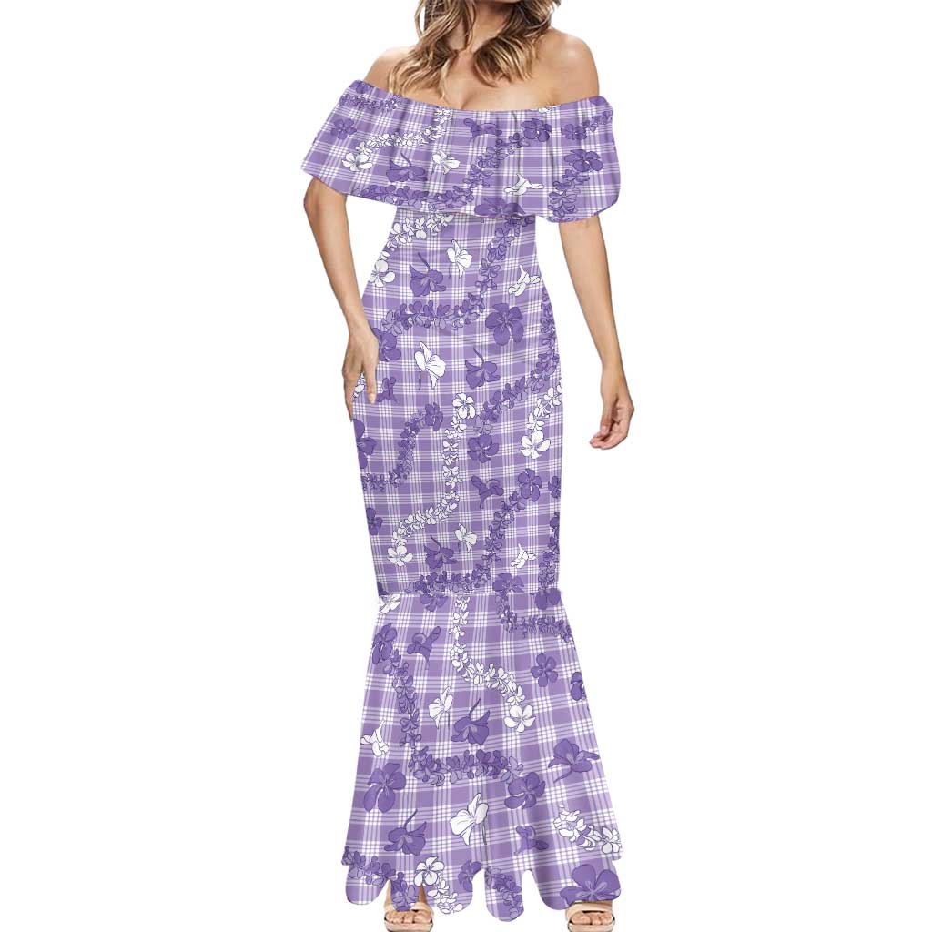 Poni Aloha Hawaii Mermaid Dress Plumeria Lei With Palaka Motif LT14 - Polynesian Pride