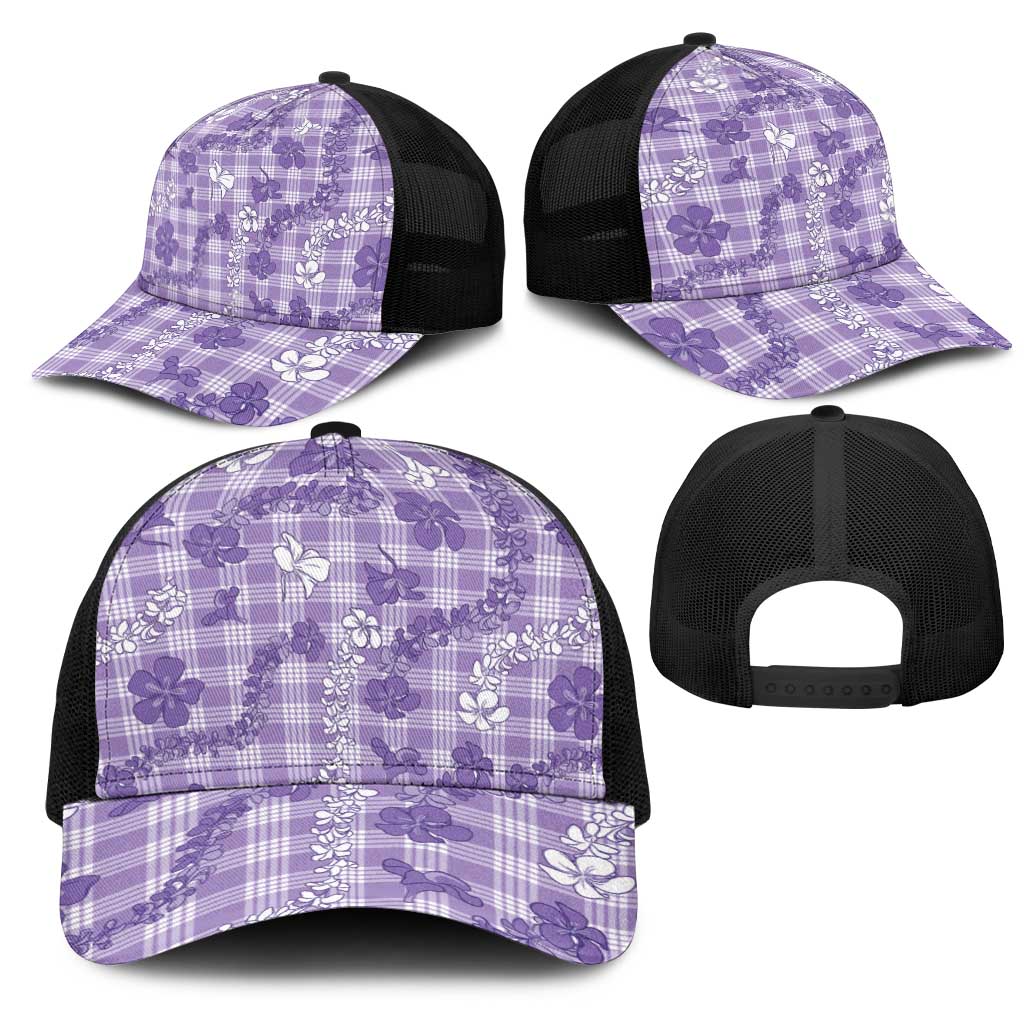 Poni Aloha Hawaii Mesh Trucker Cap Plumeria Lei With Palaka Motif - Polynesian Pride