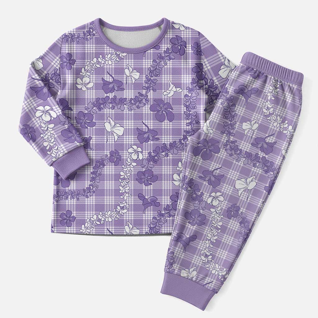 Poni Aloha Hawaii Christmas Pajama Set Plumeria Lei With Palaka Motif - Polynesian Pride