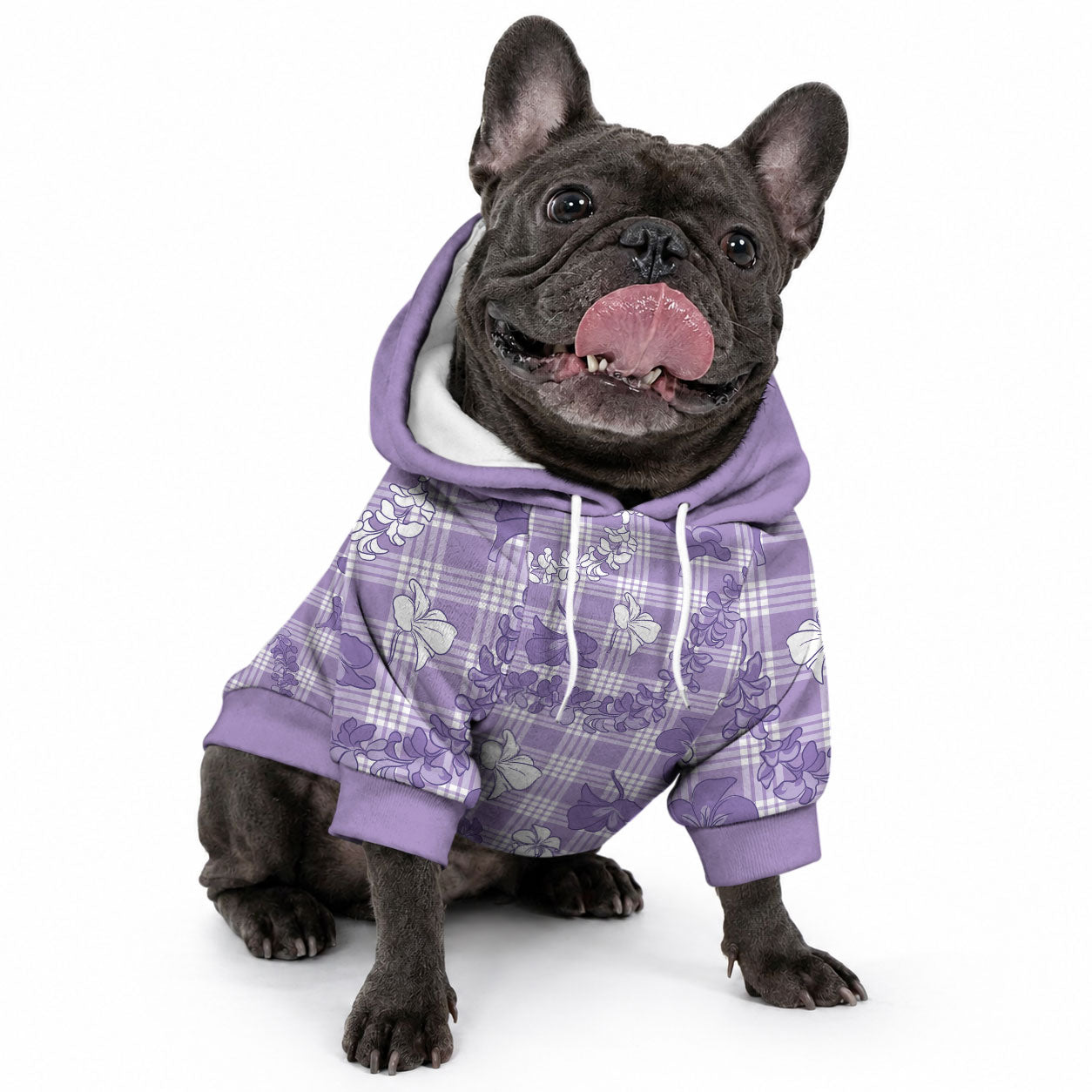 Poni Aloha Hawaii Pet Hoodie Plumeria Lei With Palaka Motif