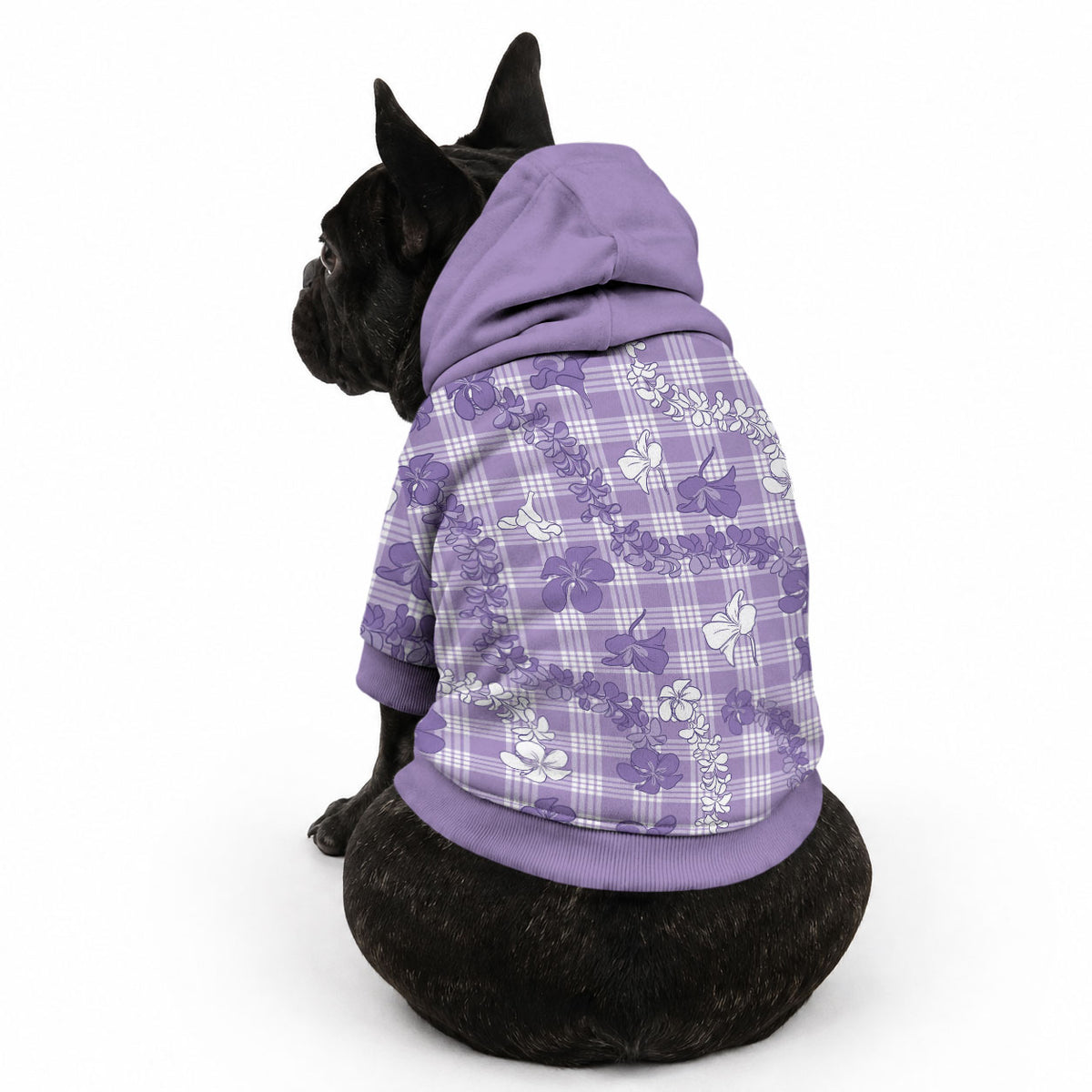 Poni Aloha Hawaii Pet Hoodie Plumeria Lei With Palaka Motif