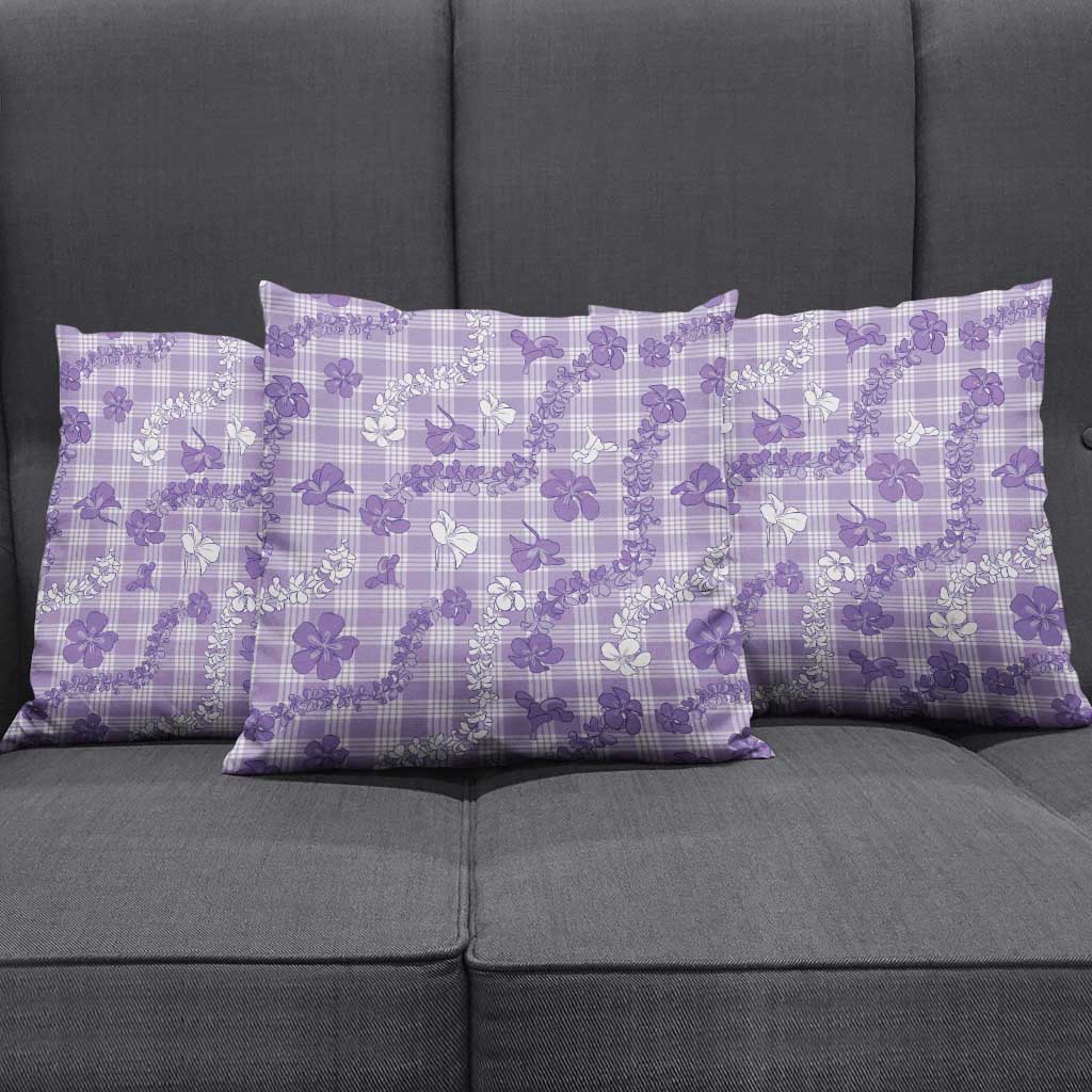 Poni Aloha Hawaii Pillow Cover Plumeria Lei With Palaka Motif - Polynesian Pride