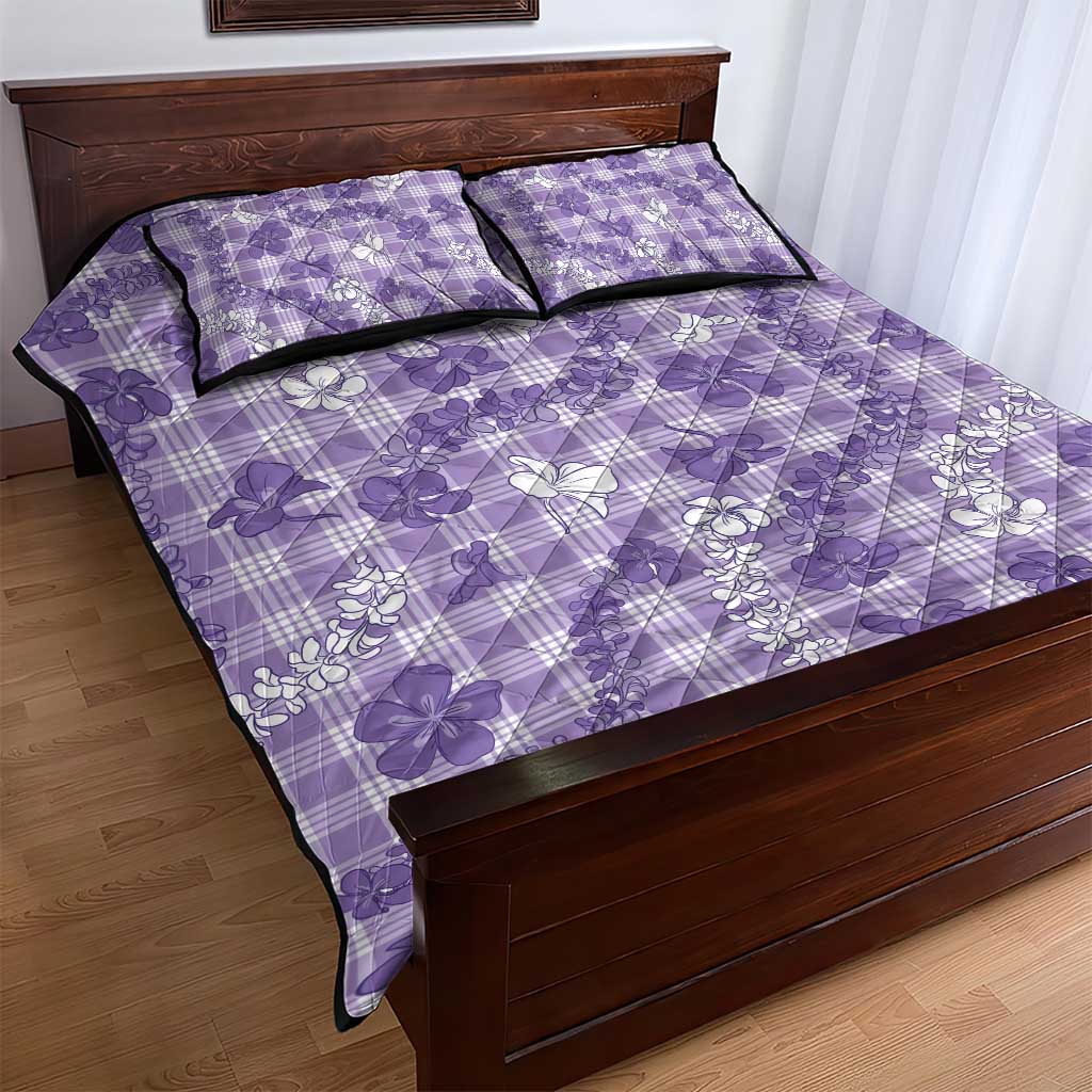 Poni Aloha Hawaii Quilt Bed Set Plumeria Lei With Palaka Motif - Polynesian Pride
