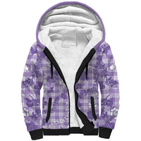 Poni Aloha Hawaii Sherpa Hoodie Plumeria Lei With Palaka Motif LT14 Unisex Purple - Polynesian Pride