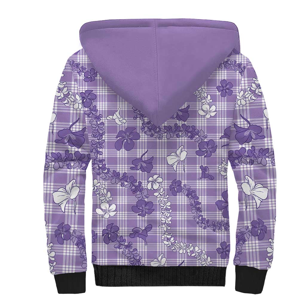 Poni Aloha Hawaii Sherpa Hoodie Plumeria Lei With Palaka Motif LT14 - Polynesian Pride
