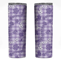 Poni Aloha Hawaii Skinny Tumbler Plumeria Lei With Palaka Motif LT14 Purple - Polynesian Pride