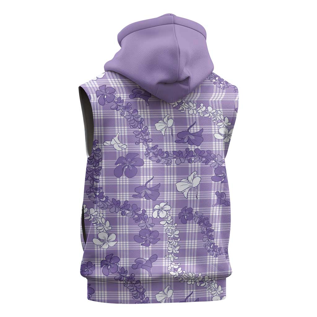 Poni Aloha Hawaii Sleeveless Zip Hoodie Plumeria Lei With Palaka Motif LT14 - Polynesian Pride