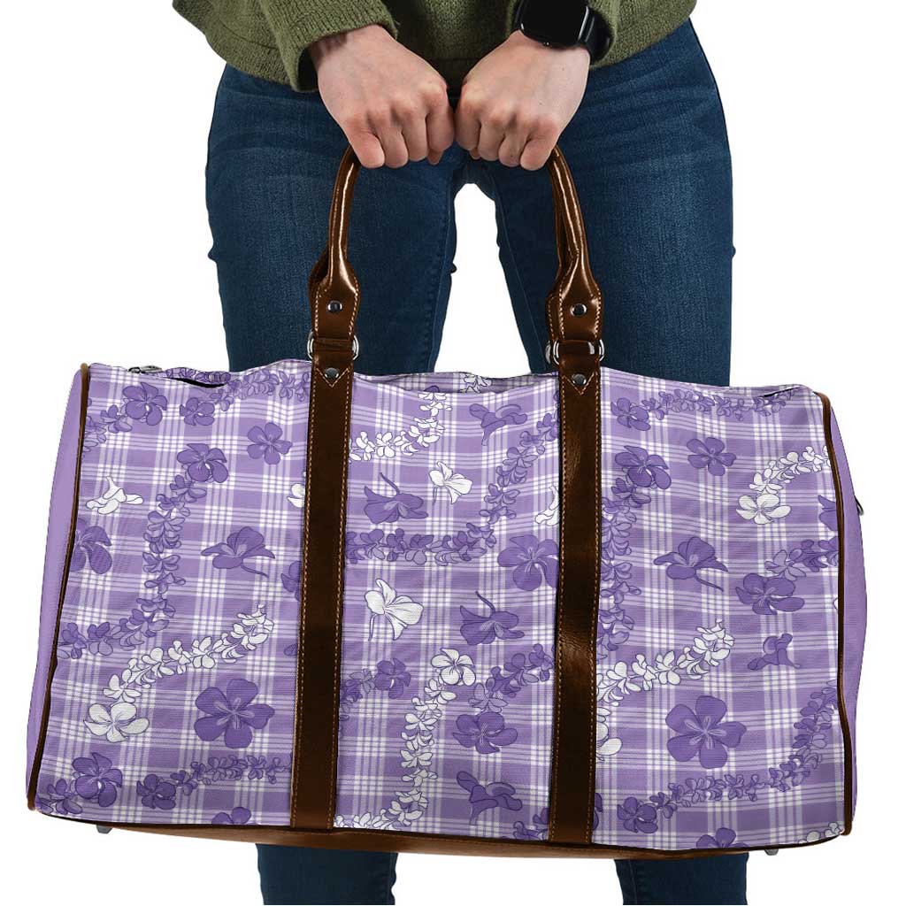 Poni Aloha Hawaii Travel Bag Plumeria Lei With Palaka Motif - Polynesian Pride