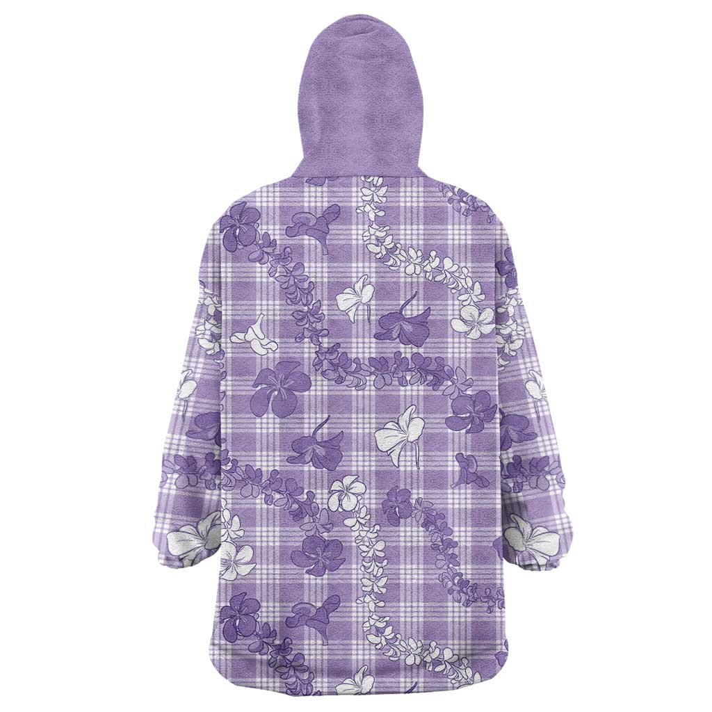 Poni Aloha Hawaii Wearable Blanket Hoodie Plumeria Lei With Palaka Motif LT14 - Polynesian Pride