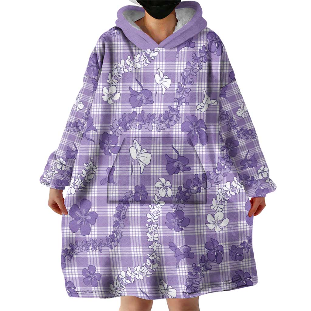Poni Aloha Hawaii Wearable Blanket Hoodie Plumeria Lei With Palaka Motif LT14 - Polynesian Pride