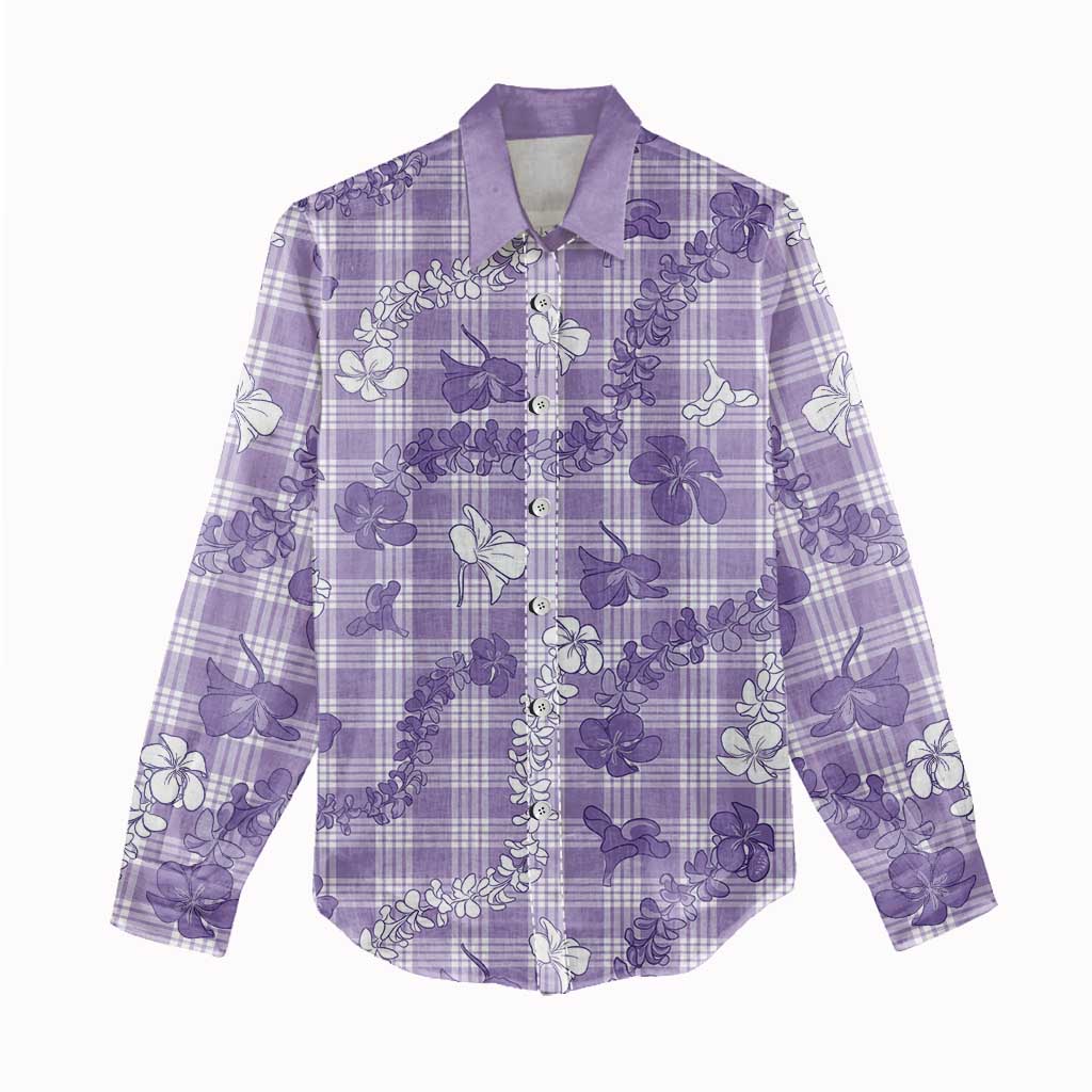 Poni Aloha Hawaii Women Casual Shirt Plumeria Lei With Palaka Motif - Polynesian Pride