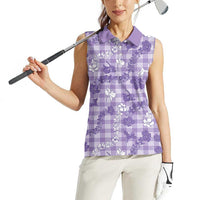 Poni Aloha Hawaii Women Sleeveless Polo Shirt Plumeria Lei With Palaka Motif LT14 - Polynesian Pride
