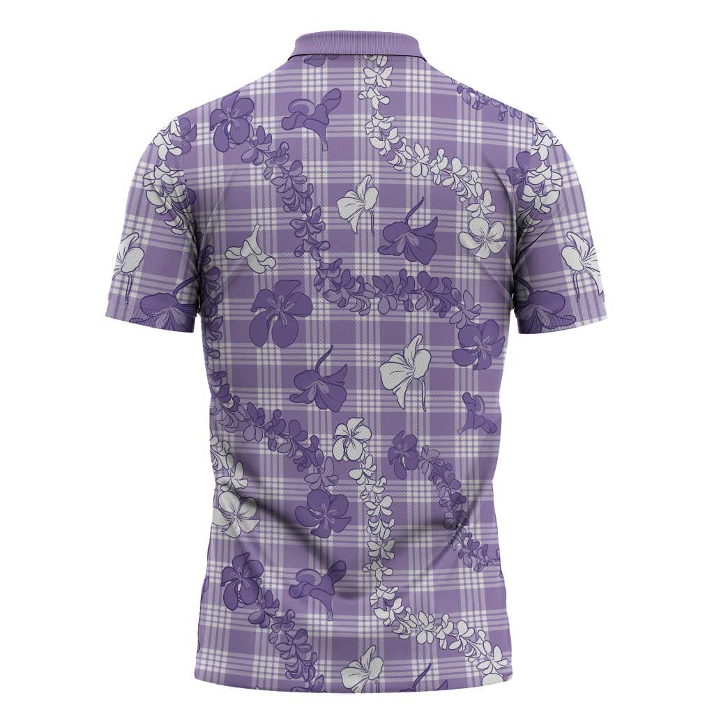 Poni Aloha Hawaii Zipper Polo Shirt Plumeria Lei With Palaka Motif LT14 - Polynesian Pride