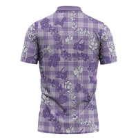 Poni Aloha Hawaii Zipper Polo Shirt Plumeria Lei With Palaka Motif LT14 - Polynesian Pride