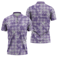 Poni Aloha Hawaii Zipper Polo Shirt Plumeria Lei With Palaka Motif LT14 - Polynesian Pride