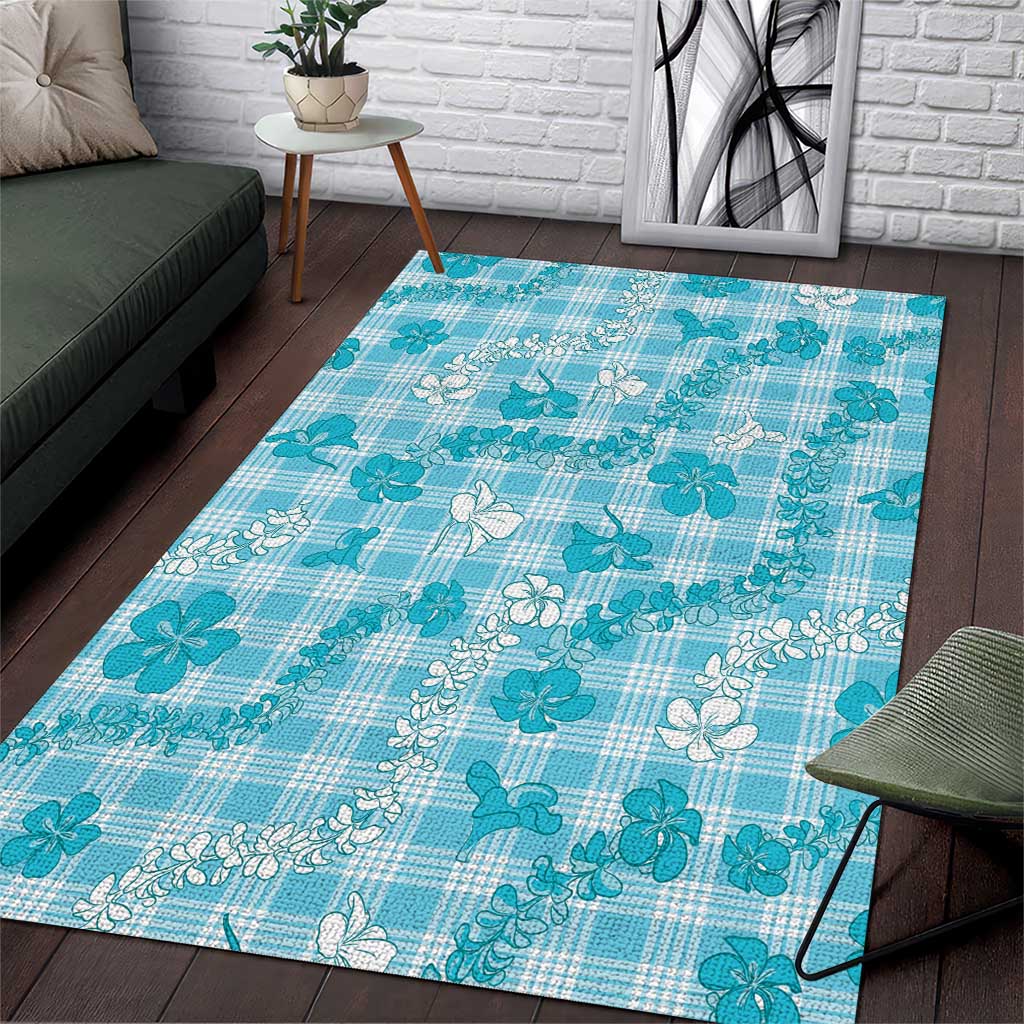 Polu Aloha Hawaii Area Rug Plumeria Lei With Palaka Motif - Polynesian Pride
