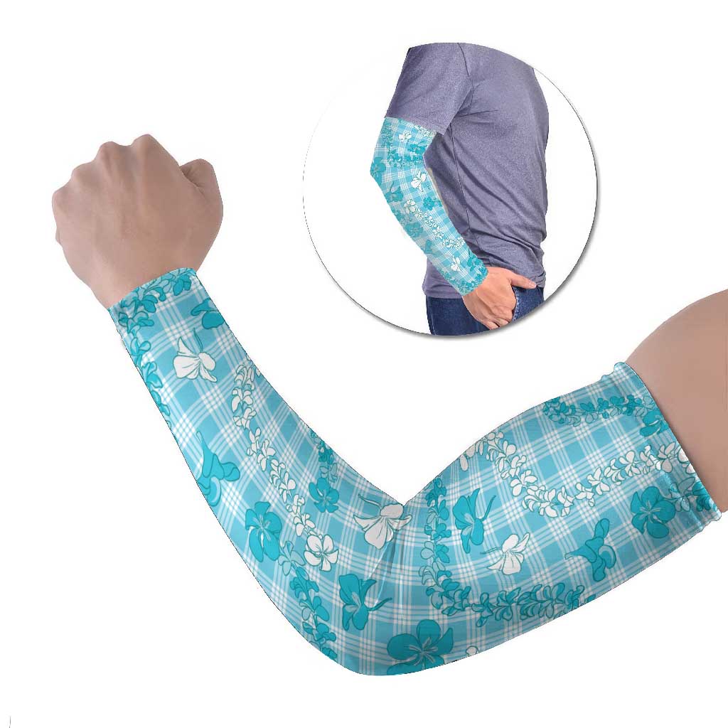 Polu Aloha Hawaii Arm Sleeves Plumeria Lei With Palaka Motif - Polynesian Pride