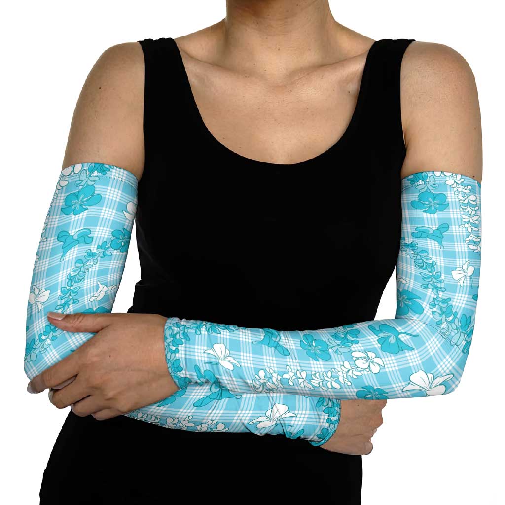 Polu Aloha Hawaii Arm Sleeves Plumeria Lei With Palaka Motif - Polynesian Pride