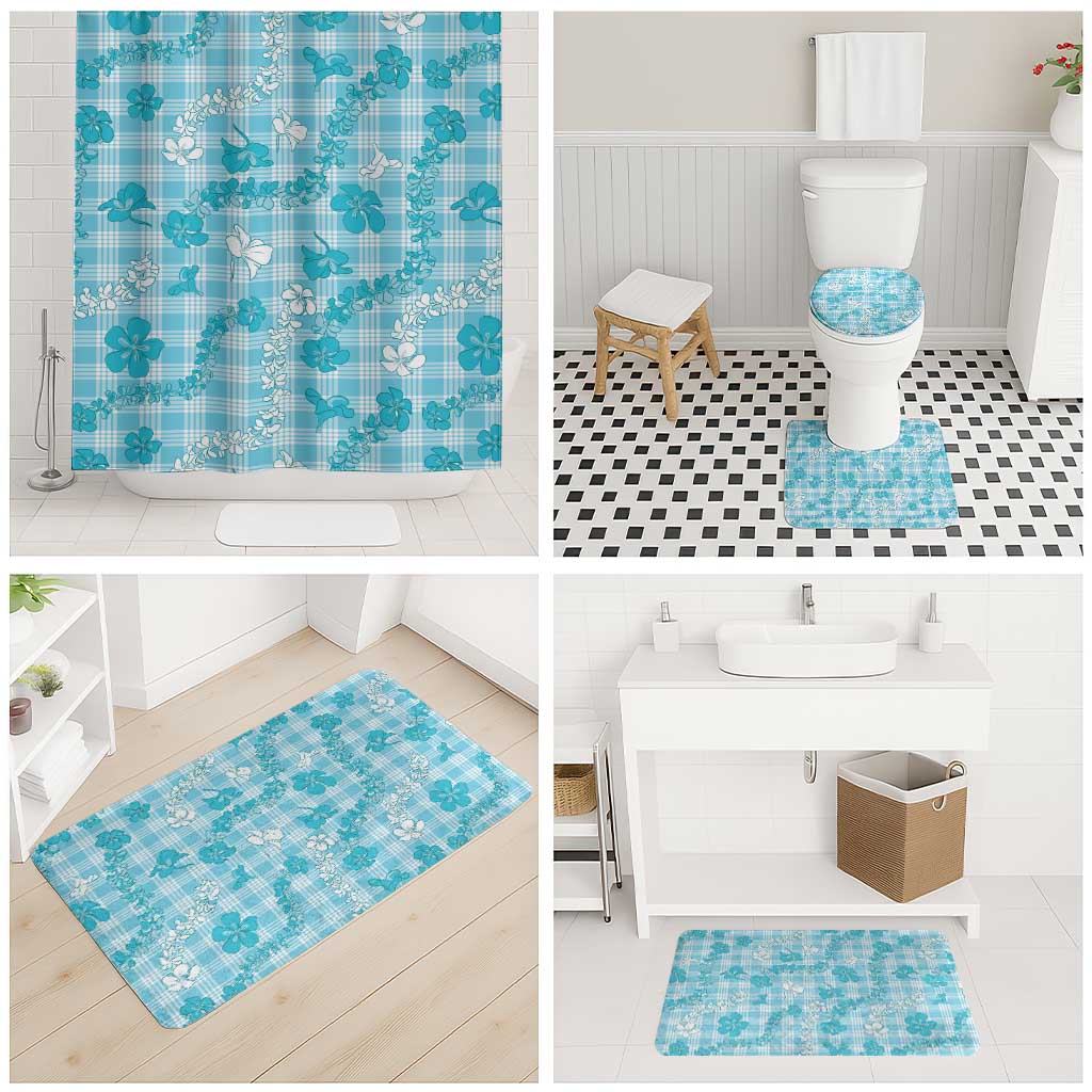 Polu Aloha Hawaii Bathroom Set Plumeria Lei With Palaka Motif - Polynesian Pride