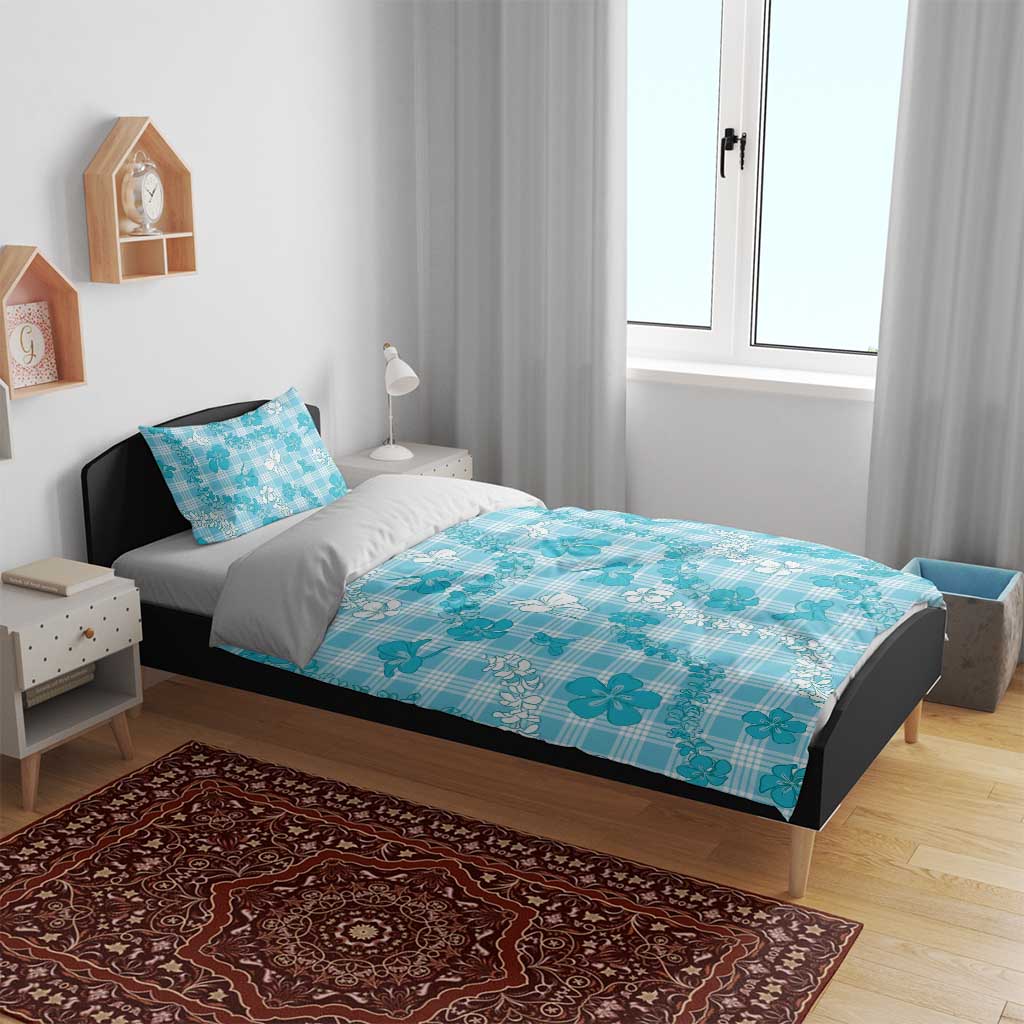 Polu Aloha Hawaii Bedding Set Plumeria Lei With Palaka Motif - Polynesian Pride