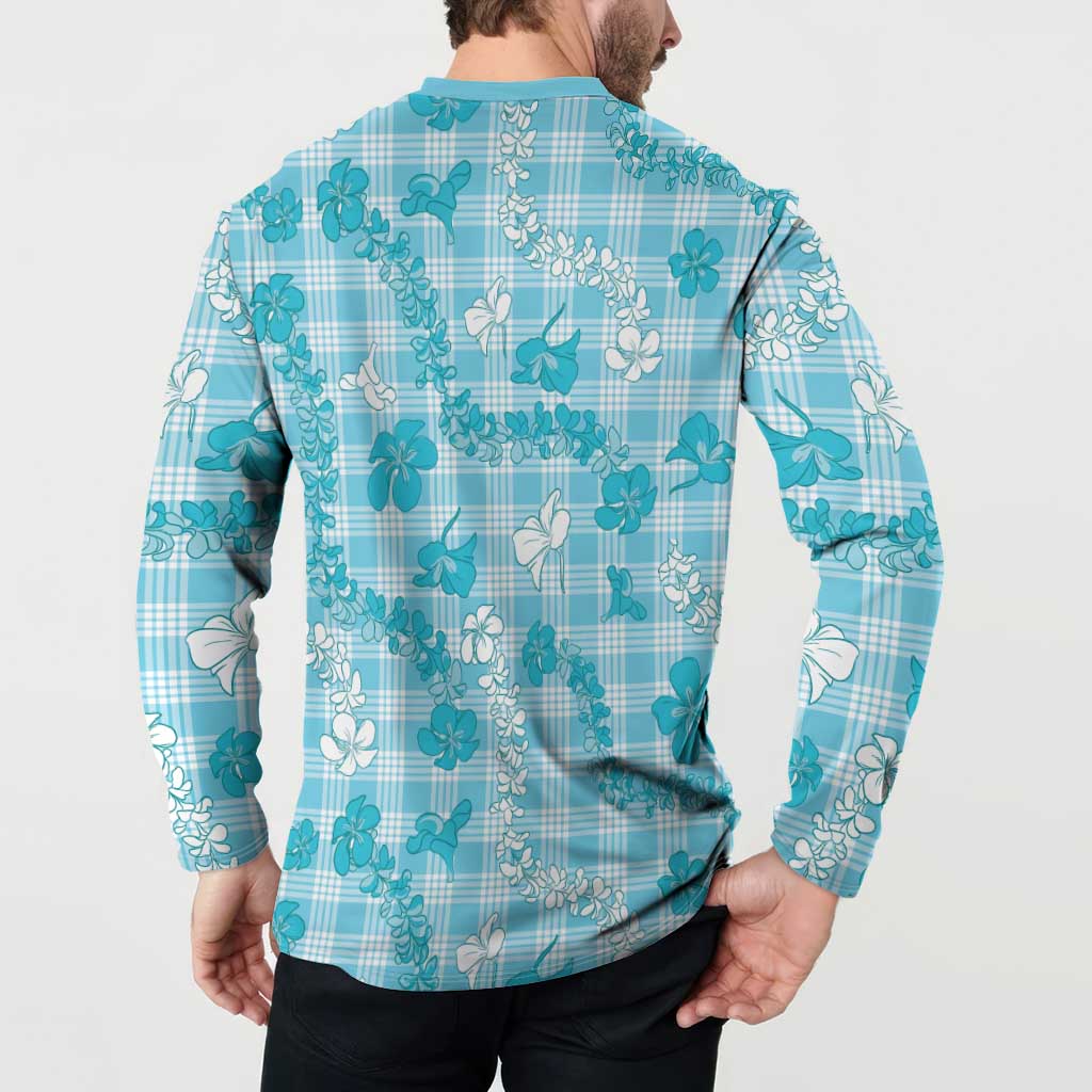 Polu Aloha Hawaii Button Sweatshirt Plumeria Lei With Palaka Motif - Polynesian Pride
