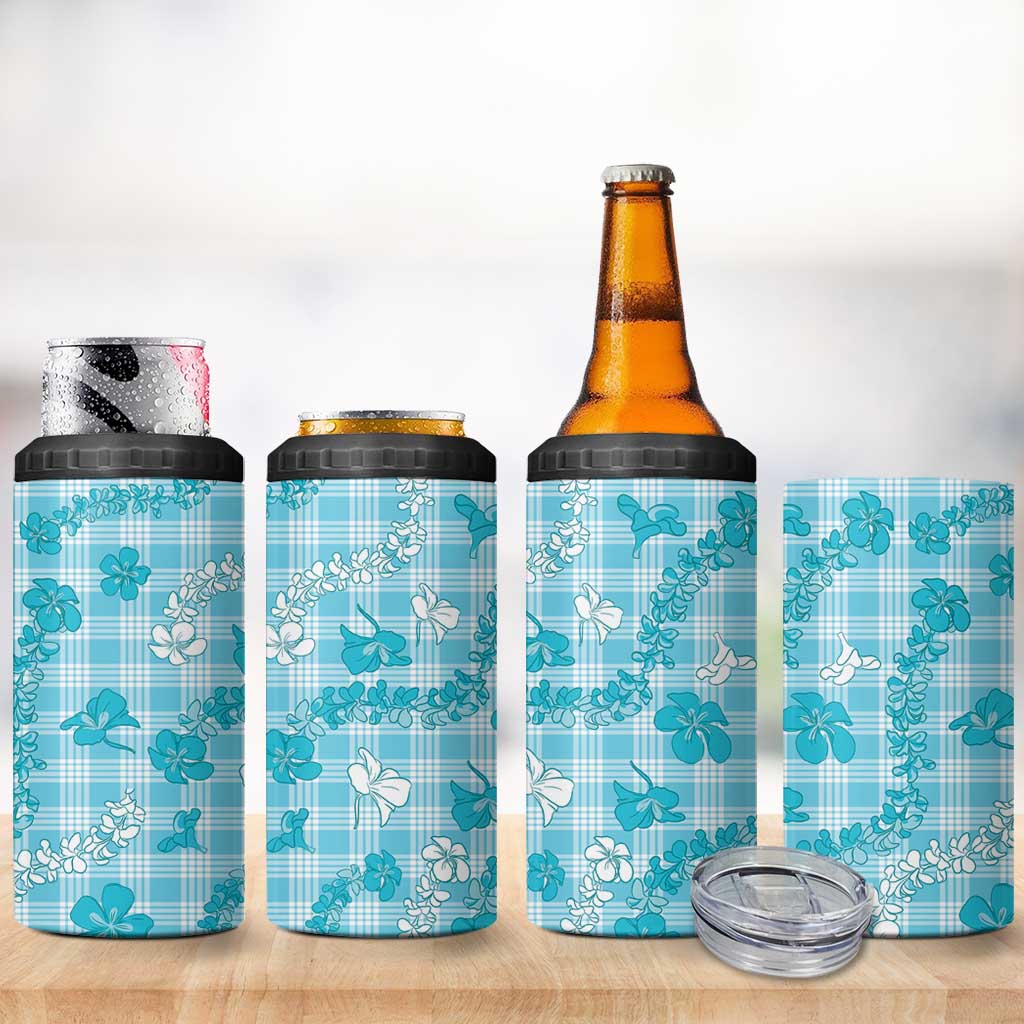Polu Aloha Hawaii 4 in 1 Can Cooler Tumbler Plumeria Lei With Palaka Motif LT14 - Polynesian Pride
