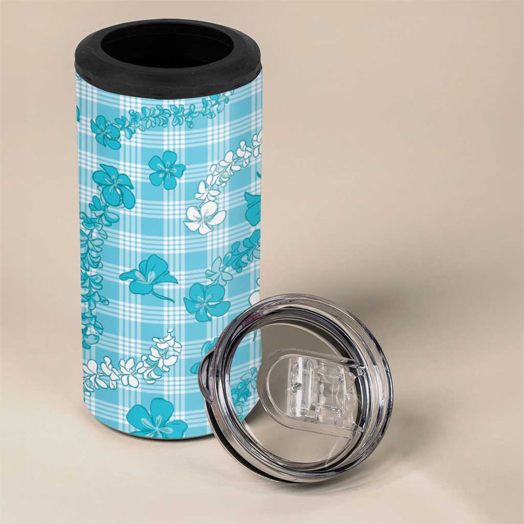 Polu Aloha Hawaii 4 in 1 Can Cooler Tumbler Plumeria Lei With Palaka Motif LT14 - Polynesian Pride
