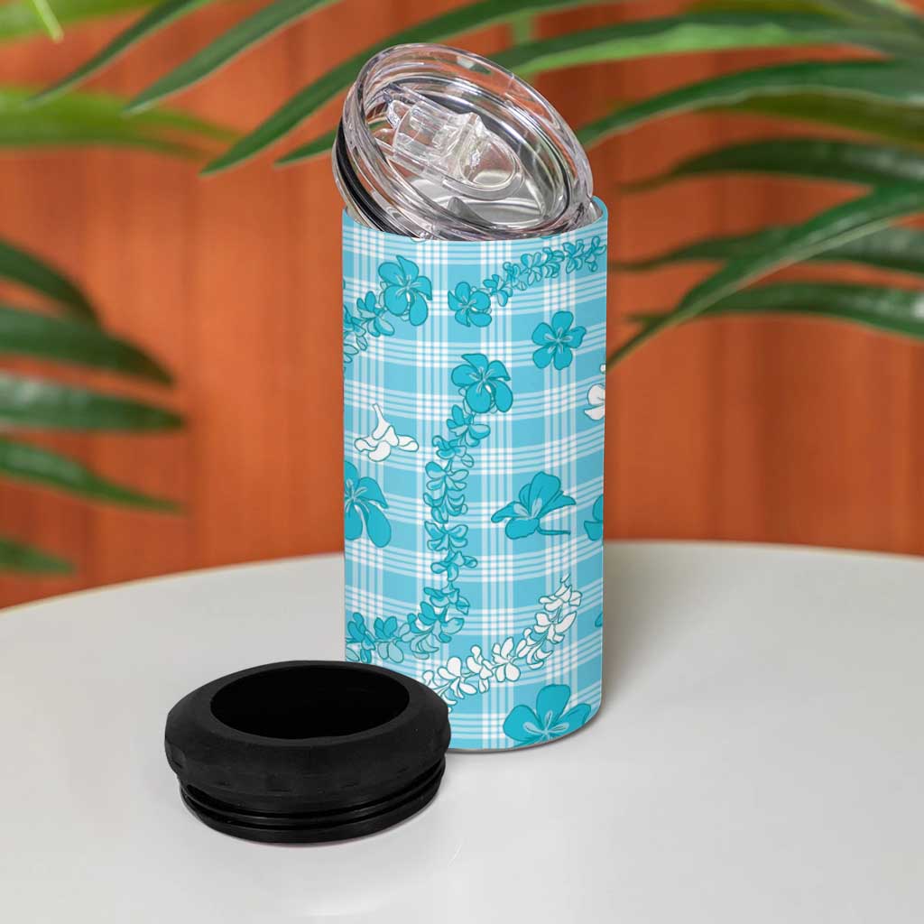 Polu Aloha Hawaii 4 in 1 Can Cooler Tumbler Plumeria Lei With Palaka Motif LT14 - Polynesian Pride