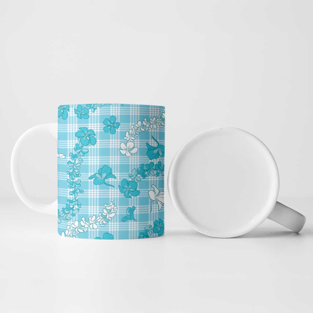 Polu Aloha Hawaii Ceramic Mug Plumeria Lei With Palaka Motif - Polynesian Pride