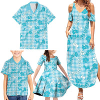 Polu Aloha Hawaii Family Matching Summer Maxi Dress and Hawaiian Shirt Plumeria Lei With Palaka Motif LT14 - Polynesian Pride
