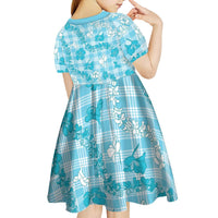 Polu Aloha Hawaii Kid Short Sleeve Dress Plumeria Lei With Palaka Motif LT14 - Polynesian Pride