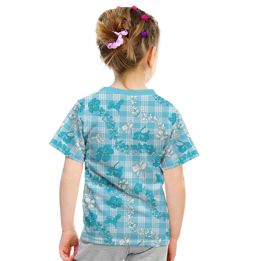 Polu Aloha Hawaii Kid T Shirt Plumeria Lei With Palaka Motif - Polynesian Pride