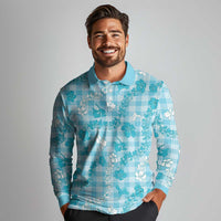 Polu Aloha Hawaii Long Sleeve Polo Shirt Plumeria Lei With Palaka Motif LT14 - Polynesian Pride
