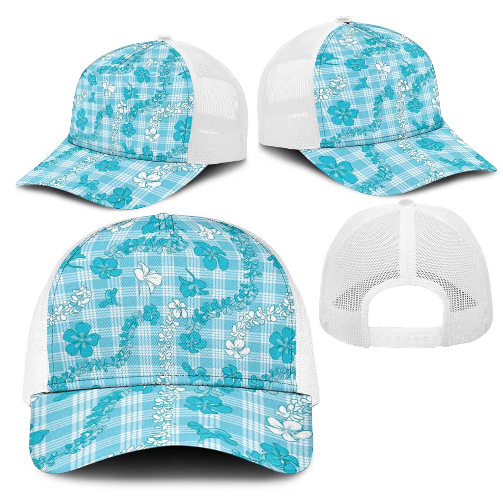 Polu Aloha Hawaii Mesh Trucker Cap Plumeria Lei With Palaka Motif - Polynesian Pride