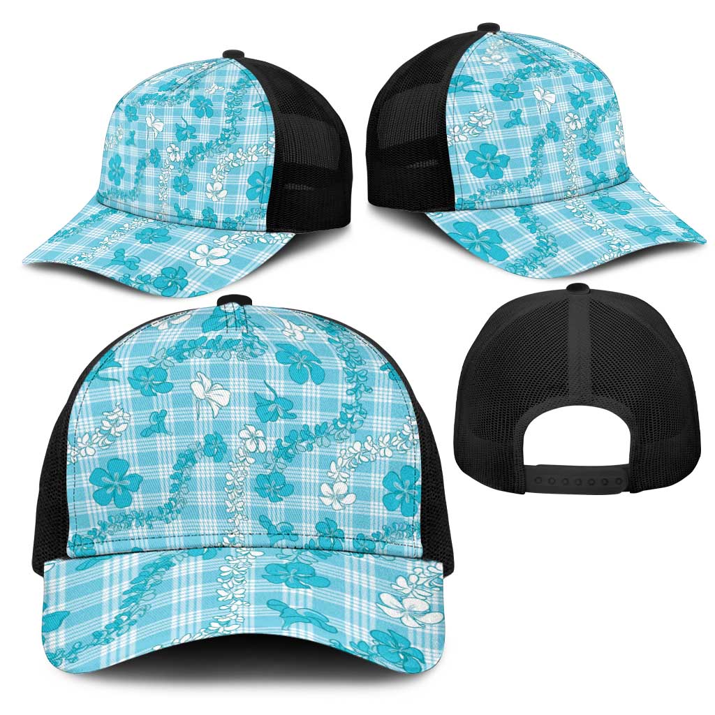 Polu Aloha Hawaii Mesh Trucker Cap Plumeria Lei With Palaka Motif - Polynesian Pride