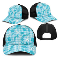 Polu Aloha Hawaii Mesh Trucker Cap Plumeria Lei With Palaka Motif - Polynesian Pride