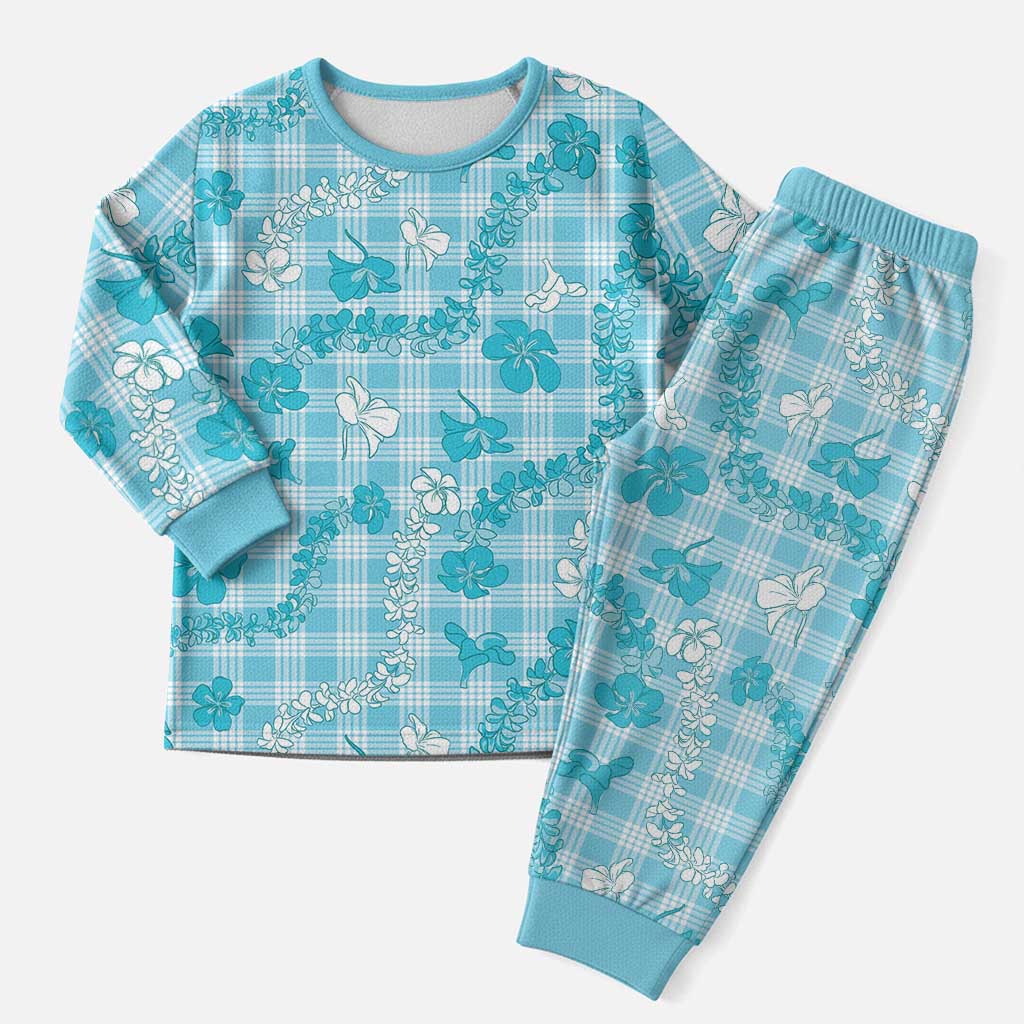 Polu Aloha Hawaii Christmas Pajama Set Plumeria Lei With Palaka Motif - Polynesian Pride