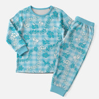 Polu Aloha Hawaii Christmas Pajama Set Plumeria Lei With Palaka Motif - Polynesian Pride