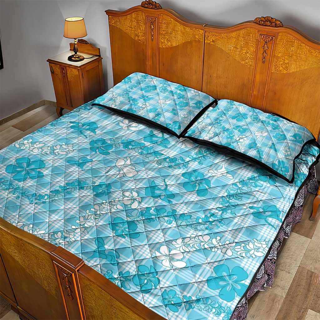 Polu Aloha Hawaii Quilt Bed Set Plumeria Lei With Palaka Motif - Polynesian Pride